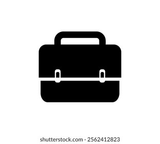 Black silhouette briefcase icon. Office case icon work portfolio bag vector design and illustration.