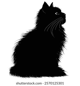 Black silhouette of a British Longhair