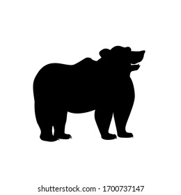 Black silhouette of brown bear figure, vector illustration