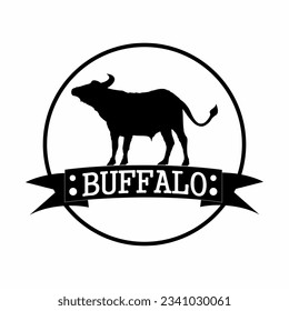 black silhouette of bufallo on white background