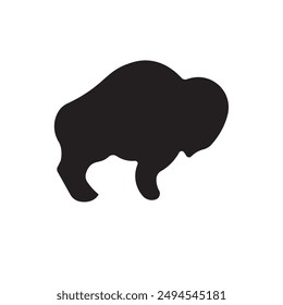 Black silhouette of Buffalo flat icon vector illustration isolated on white background, animal silhouette, farm, ranch, silhouette