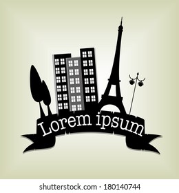 a black silhouette of bulidings and eiffel tower