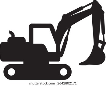 Black silhouette of Bulldozer or excavator