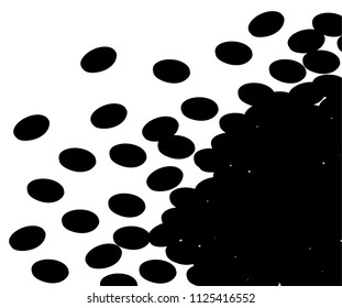 Black silhouette. A bunch of coffee beans. Flat style design. Roasted coffee beans. Vector illustration on white background.