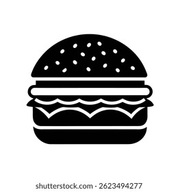 Black silhouette of burger burger icon minimal style illustration on white background.