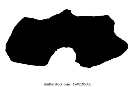 black silhouette of Bushenyi city map in western Uganda on white background