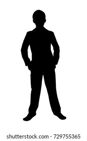 Black silhouette business man standing, people on white background