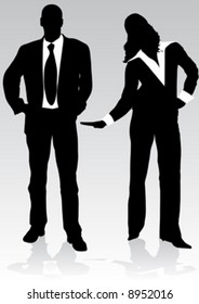 black silhouette businessman and woman