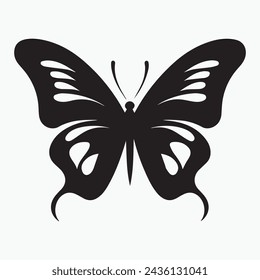A black silhouette of a Butterfly clip art illustration