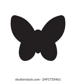 Black silhouette butterfly flat icon vector illustration isolated on white background, animal silhouette