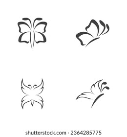 Black silhouette butterfly icon and symbol template vector