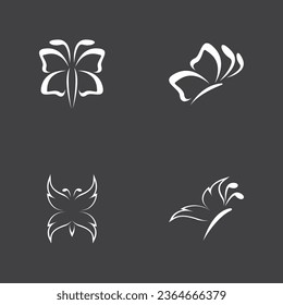 Black silhouette butterfly icon and symbol template vector