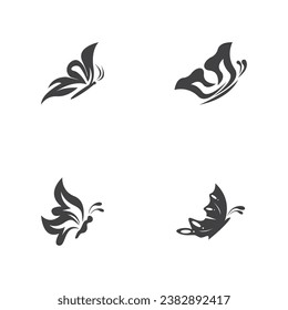 Black silhouette butterfly icon and symbol template vector