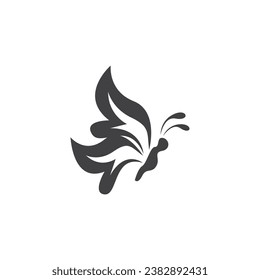 Black silhouette butterfly icon and symbol template vector