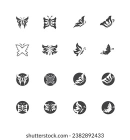 Black silhouette butterfly icon and symbol template vector