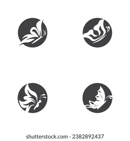 Black silhouette butterfly icon and symbol template vector