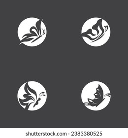 Black silhouette butterfly icon and symbol template vector