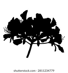 Black silhouette of a butterfly perched on a flower branch, emphasizing natural beauty and delicate insect features in a simple, elegant style.