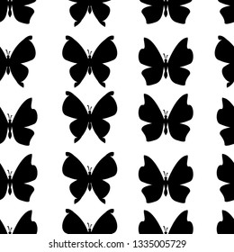 Black silhouette  Butterfly seamless pattern isolated on white background vector illustration eps 10 