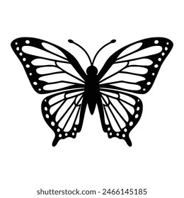 Black silhouette of  butterfly with a simple style with white background