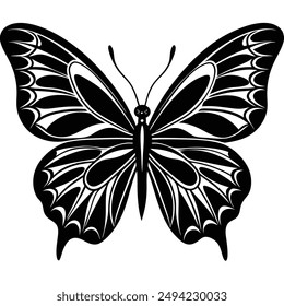 Black silhouette of a butterfly in vector format