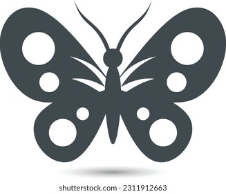 Silueta negra de la plantilla vectorial de la silueta de mariposa 