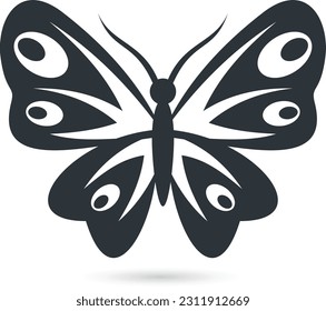 Silueta negra de la plantilla vectorial de la silueta de mariposa 