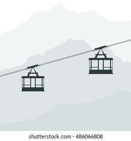 cable car clipart black and white sun