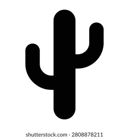 A black silhouette of a cactus on a white background, symbolizing the desert landscape
