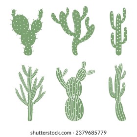 Black silhouette of Cactus trees flat vector