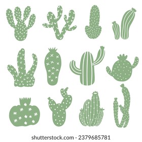 Black silhouette of Cactus trees flat vector