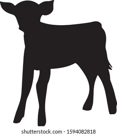 black silhouette of calf on white background
