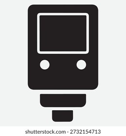 Black silhouette of a camera flash unit with rounded edges on a light gray background photography equipment