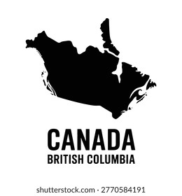 A black silhouette of canada with the text canada british columbia below it high quality