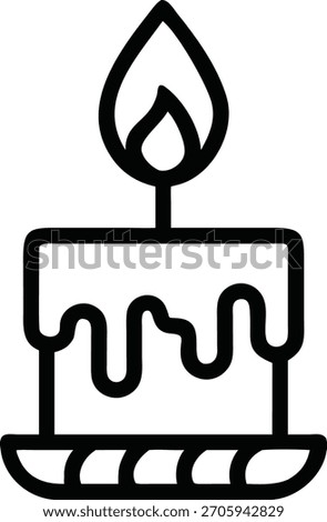 Black silhouette candle with flame design suitable for religious celebrations of diwali or hanukkah