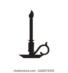 Black Silhouette Candle Holder with Handle Illustration
