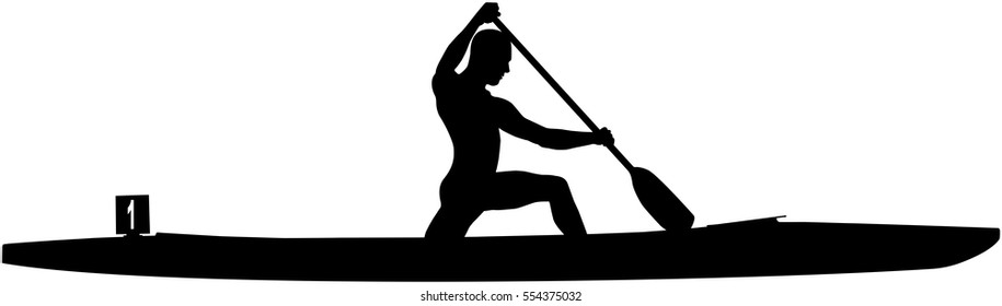 black silhouette canoeing athletes sports canoe with paddle in competition