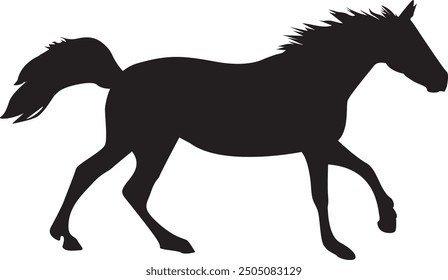 Black silhouette of a cantering horse