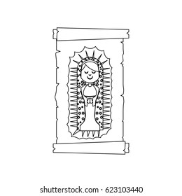 black silhouette of canvas of virgin of guadalupe vector illustration