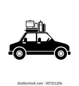 black silhouette car with baggage