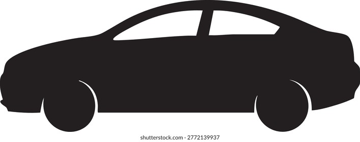a black silhouette of a car shown in side profile against a white background
