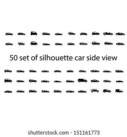 Black silhouette car side view isolated