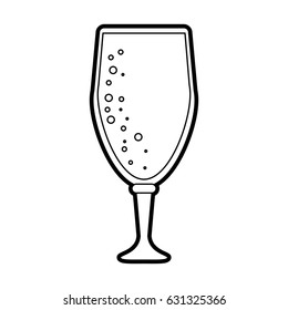 black silhouette cartoon beer in cup glass with foam