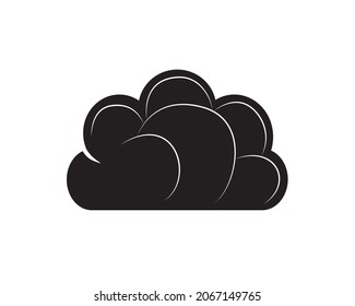 Black silhouette Cartoon cloud isolated on white background. Vector illustration