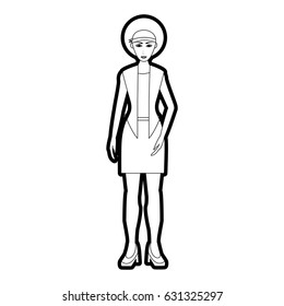 black silhouette cartoon full body woman brunette with afro hairstyle