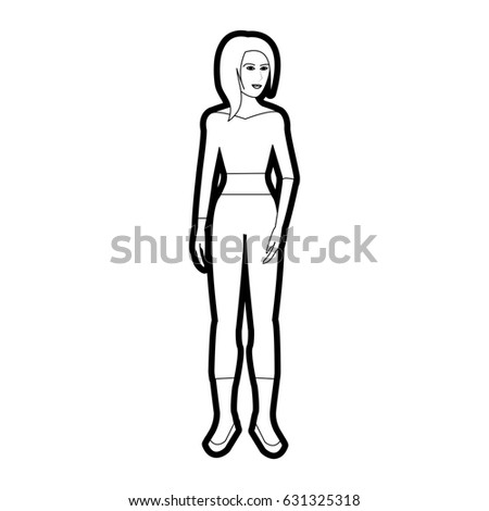 black silhouette cartoon full body woman with pants and top Stock photo © 