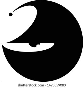 Black silhouette of Cartoon Monster Face. Simple flat vector icon.