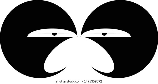 Black silhouette of Cartoon Monster Face. Simple flat vector icon.