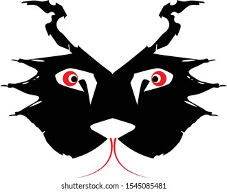 Black silhouette of Cartoon Monster Face. Simple flat vector icon.