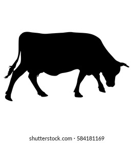 Black silhouette of cash cow on white background.